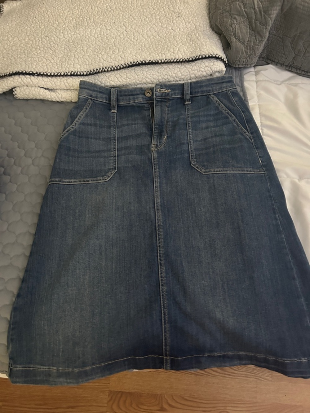 St. John's Bay Dark Blue Denim A-Line Skirt